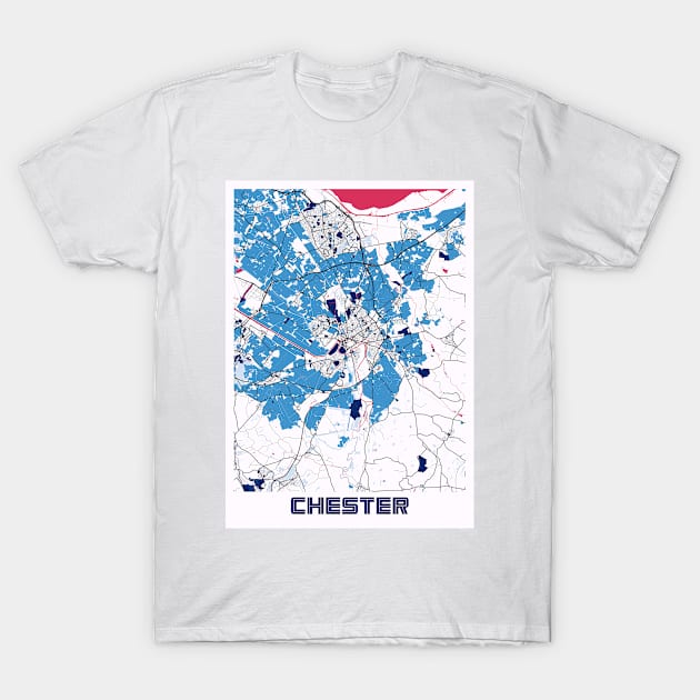 Chester - United Kingdom MilkTea City Map T-Shirt by tienstencil